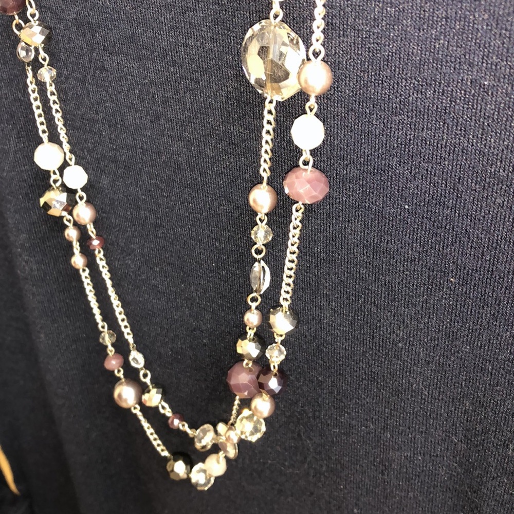 Double strand purple and silver necklace - Picture 4 of 4
